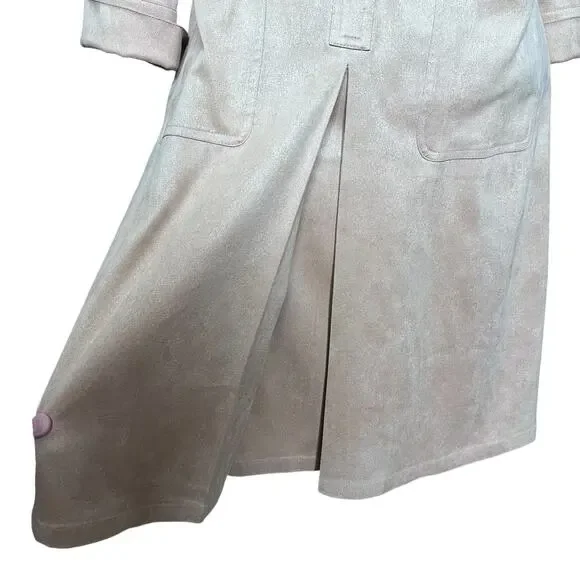 Talbots Petites Women’s Tan Faux Suede Belted Shirt Dress Size 8 EUC - Picture 4 of 12